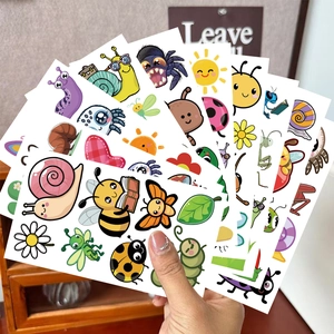 Vibrant cartoon insect temporary tattoo stickers set featuring bees and butterflies
