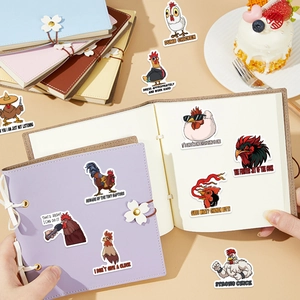 50pcs waterproof cartoon chicken stickers for decorating laptops and guitars in bright tones