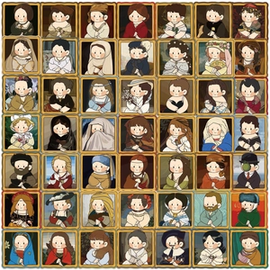 Lot de 50 autocollants de peintures célèbres en dessin animé pour décoration DIY