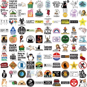 Set of 100 funny prank meme waterproof stickers for laptop guitar and luggage decoration
