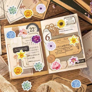 Rotolo di 500 adesivi floreali e succulente per diari su carta in stile vintage
