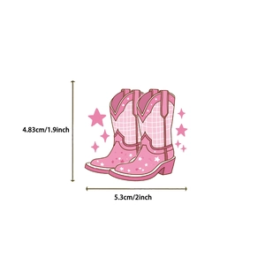 Rosa Disco-Cowgirl-Stiefelaufkleber mit Maßen von 4,8x5,3 cm für DIY-Dekorationen