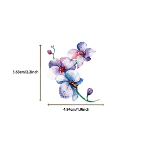 Detailed size view of a 5.63cm waterproof watercolor orchid sticker for scrapbooking