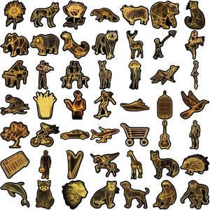 50 adesivi animali dorati wireframe per decorare computer portatili e chitarre