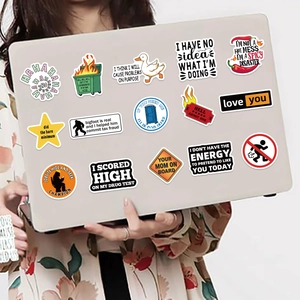 Set of funny prank meme waterproof vinyl stickers for laptop and luggage decoration