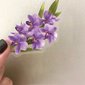 50 pack of waterproof transparent purple orchid stickers for scrapbooking and decoration