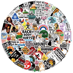 Set of 100 funny prank meme waterproof PVC stickers for laptop, guitar and luggage DIY deco