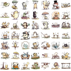 50 autocollants animaux de dessin animé imperméables pour décorer PC et guitare