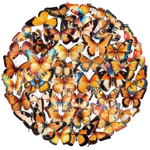Lot de 50 autocollants papillons colorés en PET transparent pour scrapbooking et déco