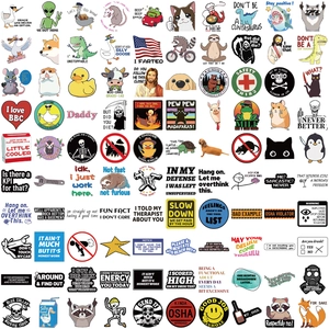Set of 100 funny waterproof prank meme stickers for laptops, guitars, and luggage DIY decor