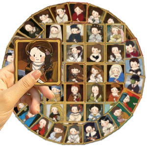 Lot de 50 autocollants de peintures célèbres en dessin animé pour déco d'ordinateur