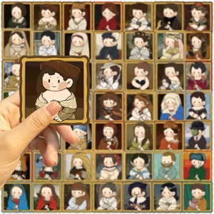 Lot de 50 autocollants de peintures célèbres en dessin animé pour déco ordinateur