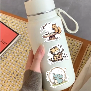 Lot de 50 autocollants animaux mignons sur une gourde avec motifs écureuil et chat
