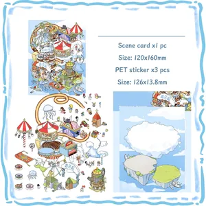 3D DIY Sky Amusement Park scene stickers with PET material and background card