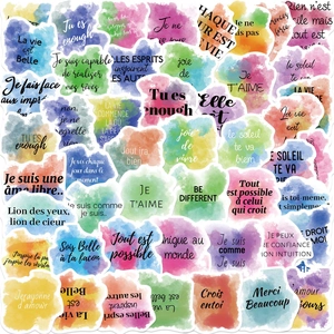 Watercolor Motivational French Stickers Waterproof PVC Decals For Laptop Guitar Luggage DIY Aesthetic Splash Labels