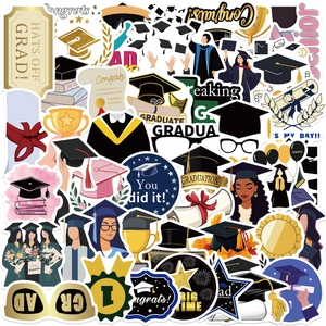 Graduation Theme Decorative Stickers Waterproof Vinyl Decals For Laptop Luggage Water Bottle Scrapbooking Congrats Grad Decor