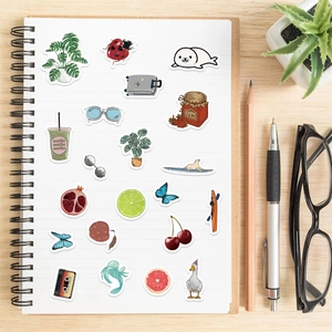 Set of 8 fresh ins-style waterproof collage stickers for journals on a notebook