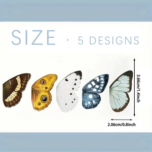 Tabla de tallas de cinco marcapáginas magnéticos de mariposa coloridos para libros y diarios