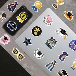 Pack of 50 waterproof graduation stickers for decorating laptop, phone and luggage