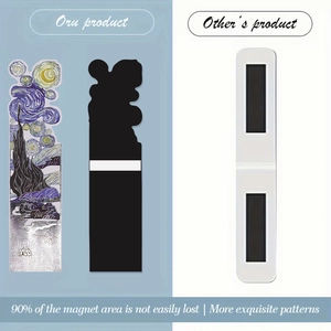 Detail showing 90% magnetic coverage on Van Gogh Starry Night bookmarks for strong grip
