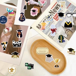 50pcs Graduation graffiti stickers for laptop and luggage with doctor hat designs