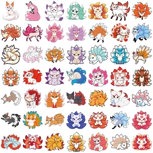 Lot de 50 stickers de renard à neuf queues étanches pour décorer laptop et bagages