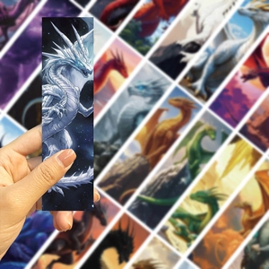 Artistic dragon bookmarks with starry sky illustrations for reading and DIY journals