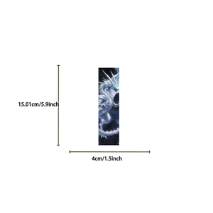 Minimalist Dragon Wing paper bookmark featuring blue dragon illustration and dimensions