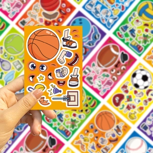 DIY mix-and-match cartoon basketbal stickers set voor creatieve kunsten en ambachten