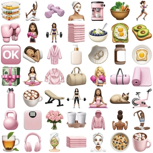 Lot de 50 stickers 3D roses fitness et lifestyle pour bagages et guitare