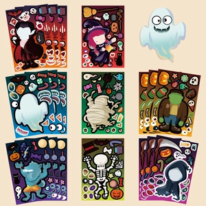 Halloween-Aufkleber-Set mit Vampir-, Hexen- und Geist-Charakteren für Party-Bastelarbeiten
