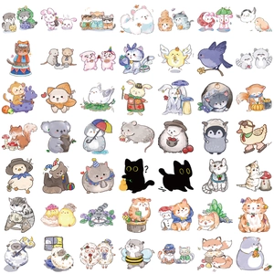 50 pieces cartoon hand-drawn waterproof animal stickers for DIY laptop and luggage