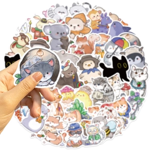 50 pieces of waterproof cartoon animal graffiti stickers for laptop and luggage decoration
