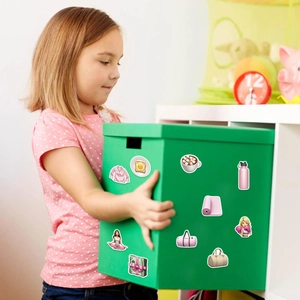 50 autocollants de fitness roses pour filles décorant une boîte de rangement verte