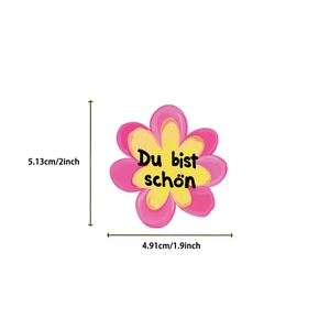 German motivational flower sticker with Du bist schön text for stationery decoration