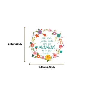 50pcs waterproof floral stickers with French quotes for laptop and luggage decor