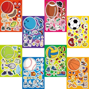 DIY cartoon sportbal sticker set met 8 thema's waaronder basketbal en voetbal