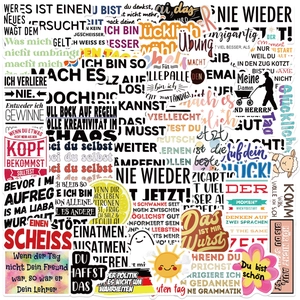 German Motivational Quote Stickers Waterproof PVC Decals For Laptop Luggage Guitar DIY Scrapbooking Aesthetic Labels