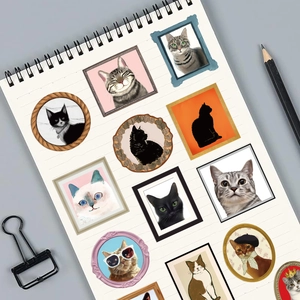 50pcs vintage cartoon cat graffiti stickers on a notebook for DIY laptop decor