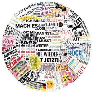 Set of 50 waterproof German motivational stickers for luggage and guitar decoration