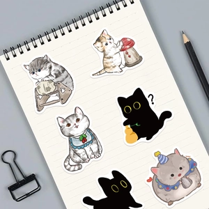 50 pieces of waterproof cartoon cat stickers for laptop and luggage decoration