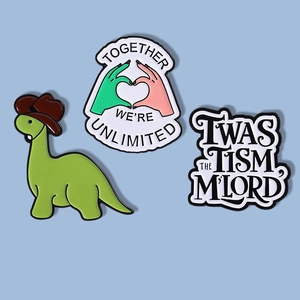 Cartoon Dinosaur Enamel Pin Together We Are Unlimited Heart Letters Zinc Alloy Brooch Cute Animal Slogan Jewelry For Backpack Jacket Unisex Jewelry Gift