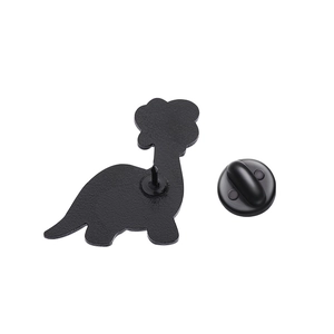 Cute cartoon dinosaur enamel pin with black back coating and rubber clutch for backpacks