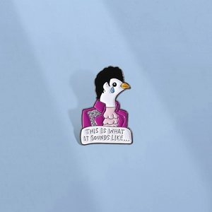 Cartoon Pigeon Enamel Pin Musical Figure Style Brooch Purple Jacket Lapel Badge For Backpack Clothing Decoration Gift