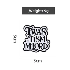 Cute cartoon dinosaur enamel pin with 'Twas the Tism' text, 3x3cm metal badge for backpacks