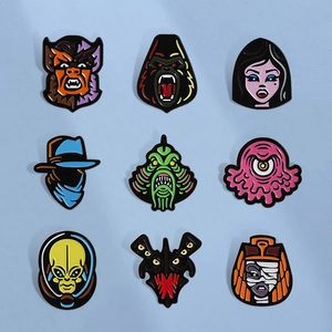 Broche en Émail Monstre d'Horreur de Dessin Animé en Alliage de Zinc Gorille Vampire Momie Alien Badge pour Vêtements Sac Bijoux Gothiques Cadeau