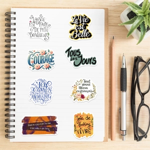 50 pieces of waterproof French inspirational graffiti stickers for luggage and guitar DIY decoration
