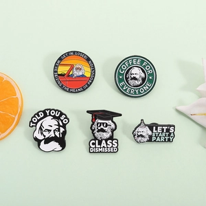 Funny Karl Marx Enamel Brooch Pin Creative Pop Art Metal Badge For Backpack Clothes Zinc Alloy Humorous Character Souvenir Accessory