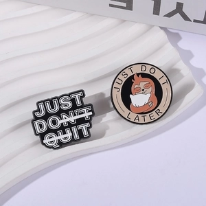 Creative sloth enamel pins set featuring Just Do It Later and motivational quotes