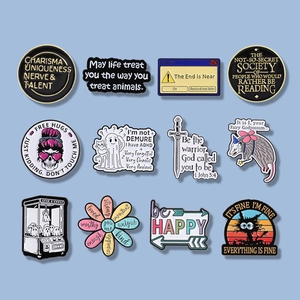 Funny Enamel Pin Set Zinc Alloy Ghost Cat Error Slogan Brooches For Backpack Jacket Hat Unisex Jewelry Accessory